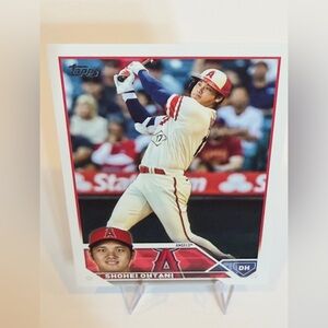 2023 Topps # 600 Shohei Ohtani Baseball Card Display - Red White Accent